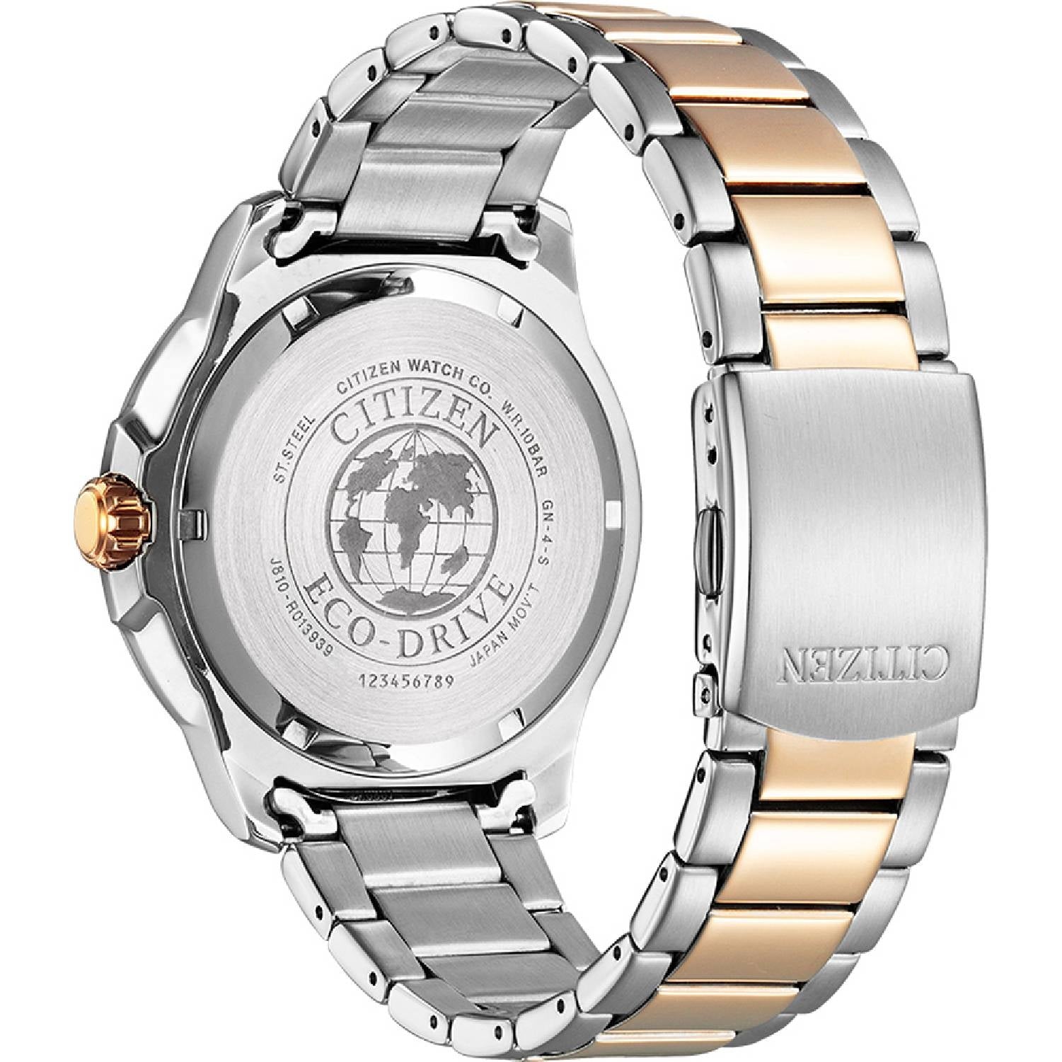 Orologio Uomo Acciaio Citizen Eco Drive Nero 45 mm Dorato Solo tempo Data Quarzo