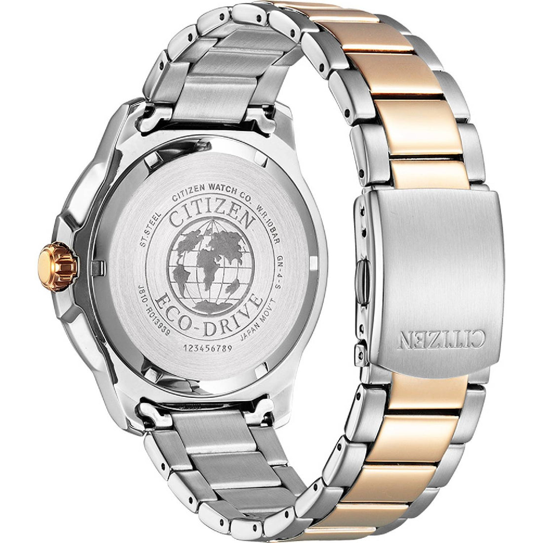 Orologio Uomo Acciaio Citizen Eco Drive Nero 45 mm Dorato Solo tempo Data Quarzo