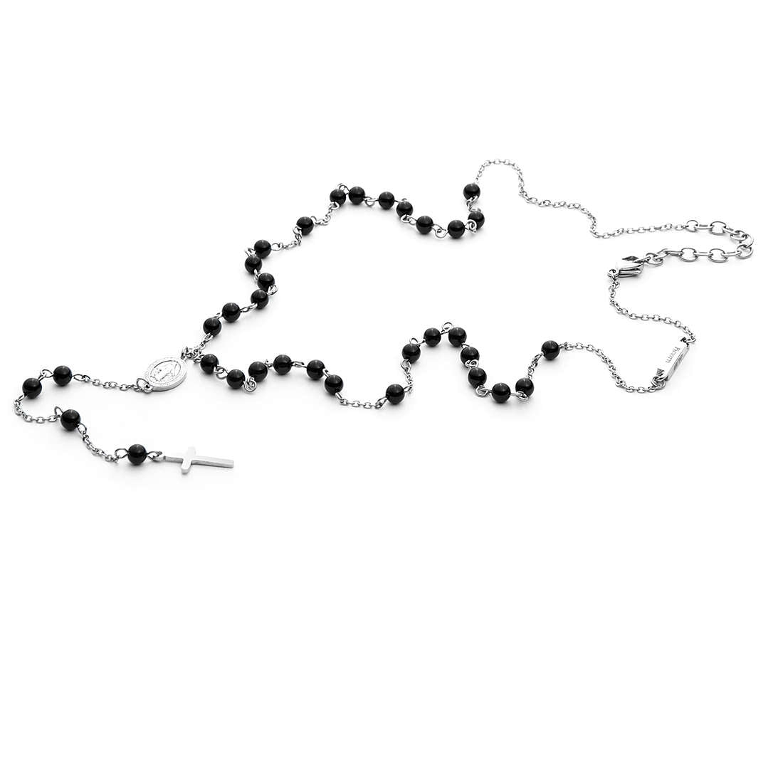 Collana Uomo Acciaio 4US Cesare Paciotti Rosario Biglie nere 4UCL3747