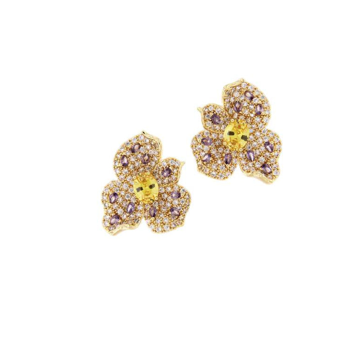 Orecchini Donna Magnolia Bronzo Dorato Zirconi Bianchi Glicine OR1030CH