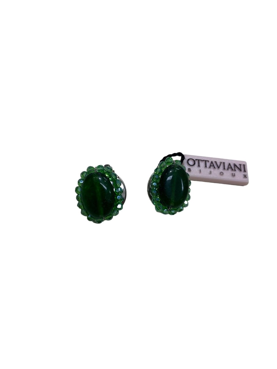 Orecchini Donna Ottaviani A Lobo Clip Senza Buco con  Agata verde 500814O