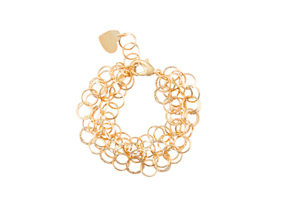 Bracciale Donna Acciaio dorato 4US cesare paciotti multifilo ad anelli 4UBR7315W