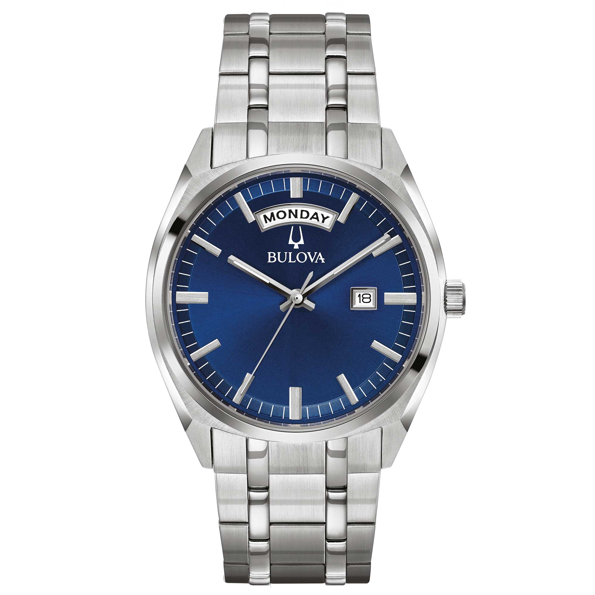 Orologio Uomo Bulova Quarzo Surveyor Day-Date Blu Acciaio 36 mm 96C125