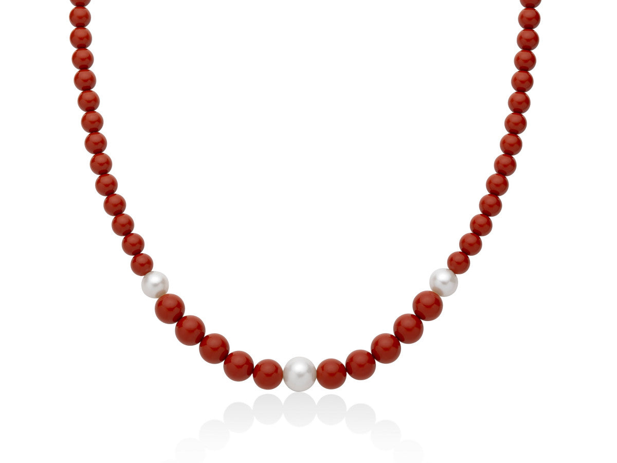Collana Donna Miluna Girocollo In Pasta Di Corallo Rosa A Scalare E Perle PCL6694