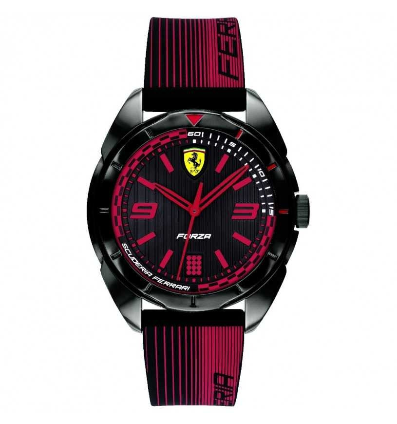 Orologio Uomo Ferrari Solo Tempo Scuderia Quarzo Gomma Rosso Nero FER0840034
