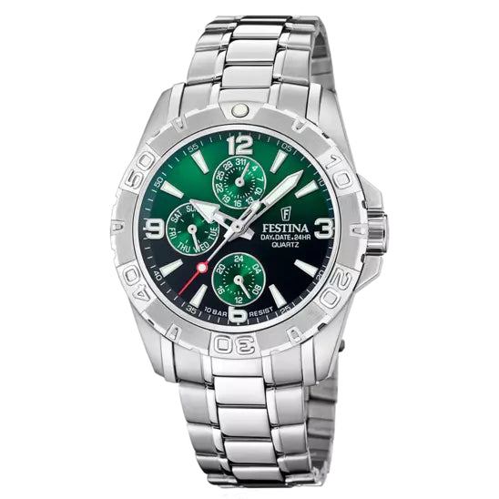 Orologio Uomo Festina Acciaio Quarzo Multifunzione Data Verde Nero 10 ATM F20666/3