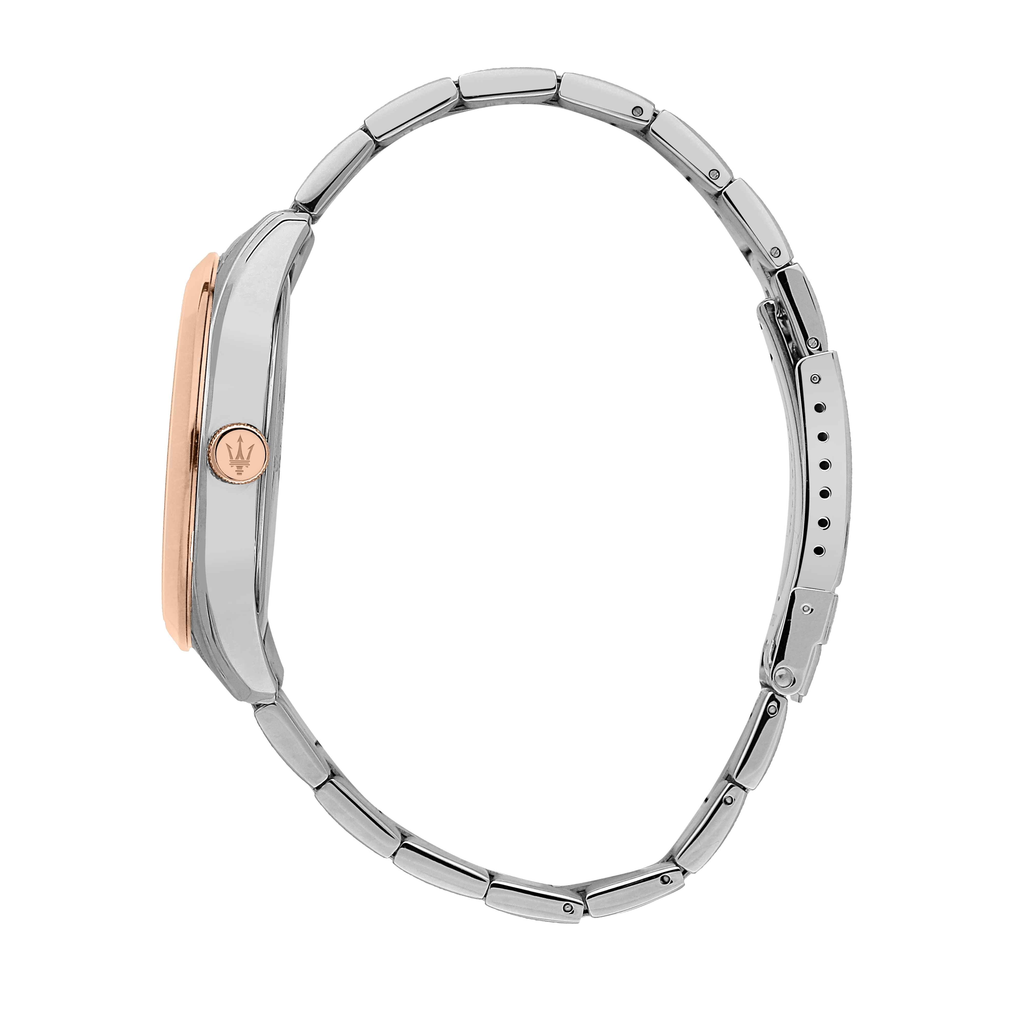 Orologio Uomo Maserati Acciaio Bicolore Quarzo Solo Tempo Data Blu R8853151006