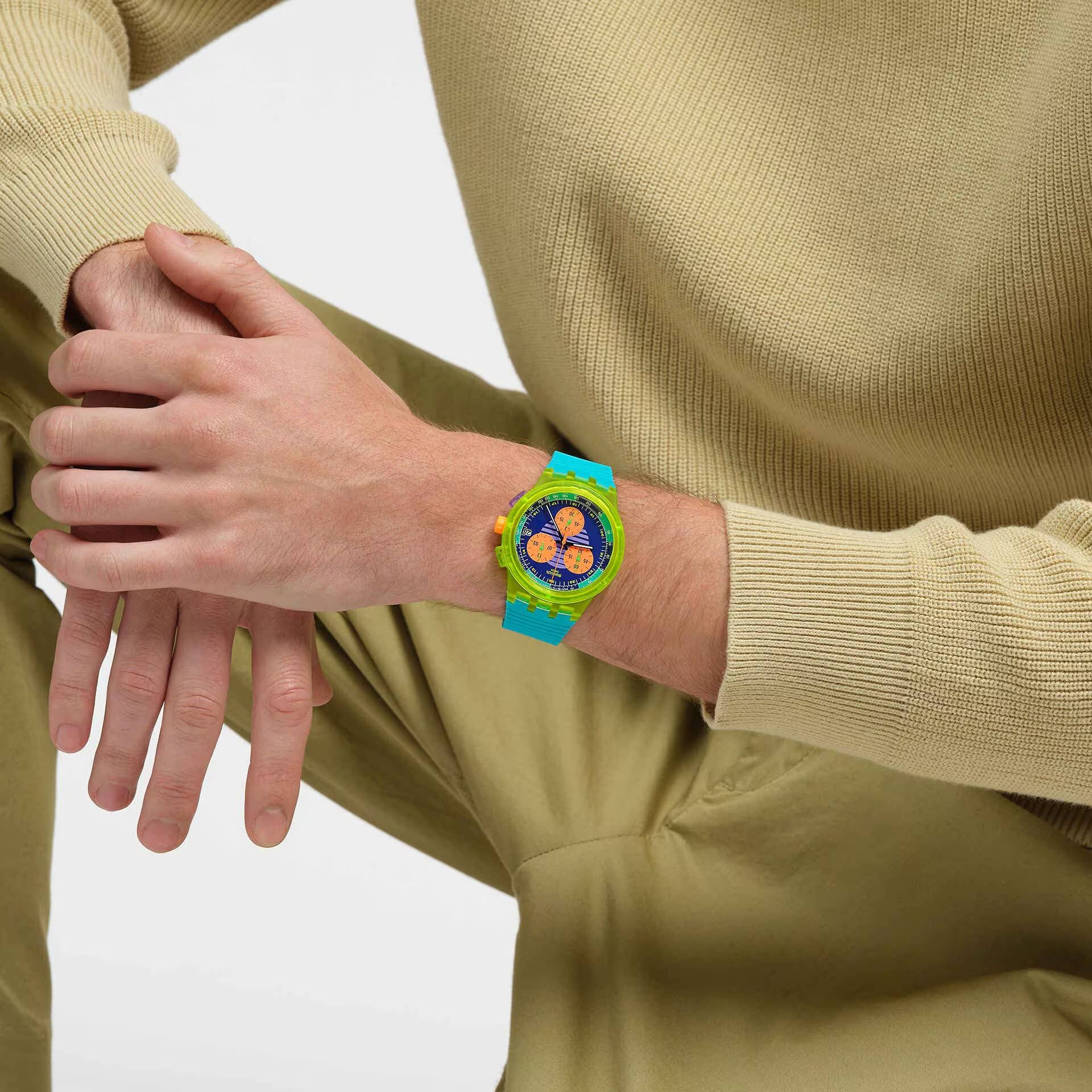 Orologio Unisex Swatch Neon Wave 1991 Crono Data SUSJ404