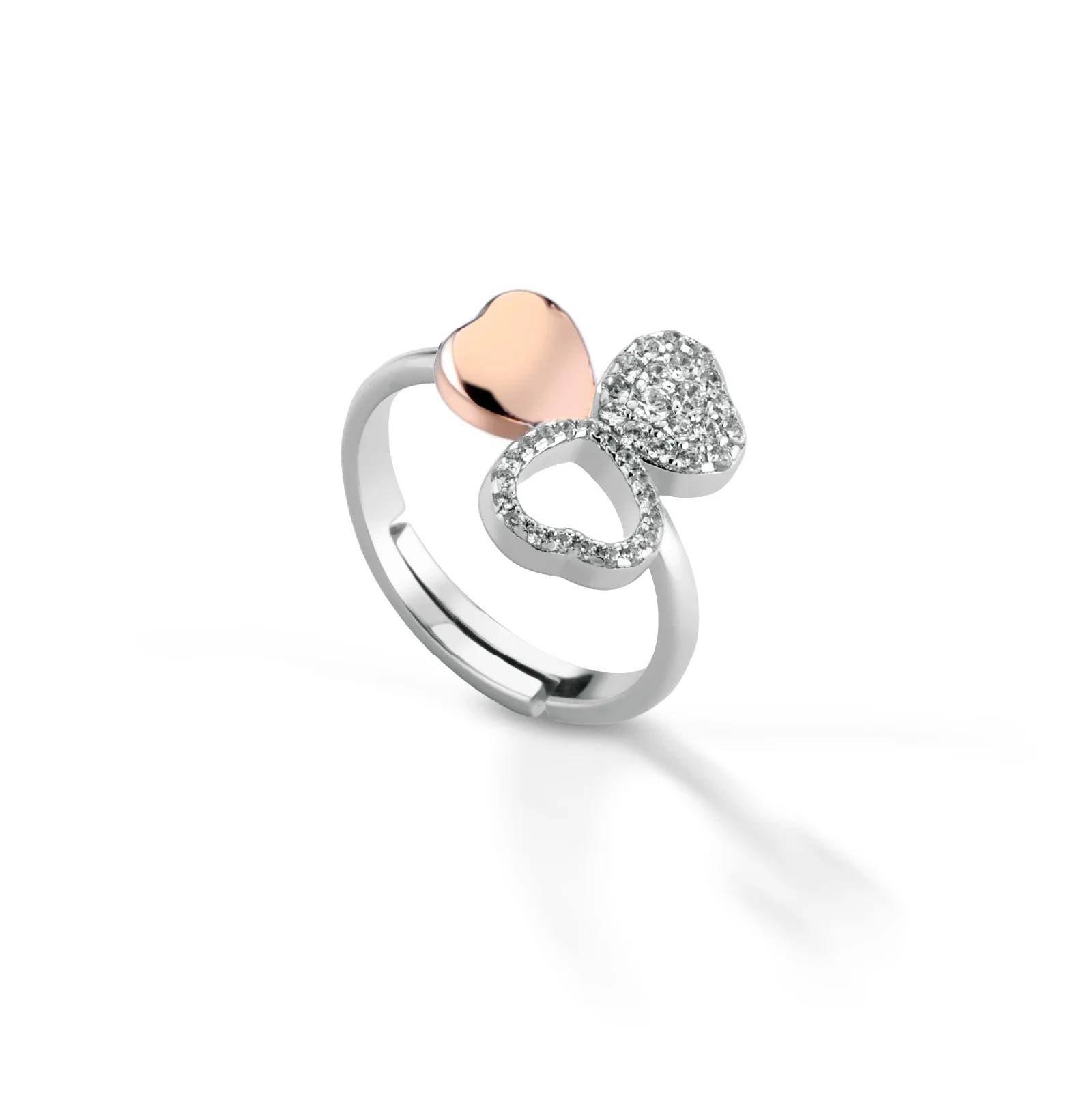 Anello Donna Argento 925 Regolabile Roberto Giannotti cuori Zirconi Cubici  GIA459 13-15