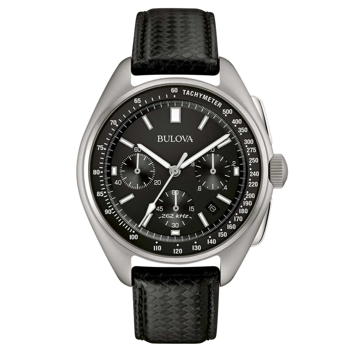 Orologio Uomo Bulova Quarzo Cronografo Lunar Pilot Nero Acciaio Pelle Data 96B251