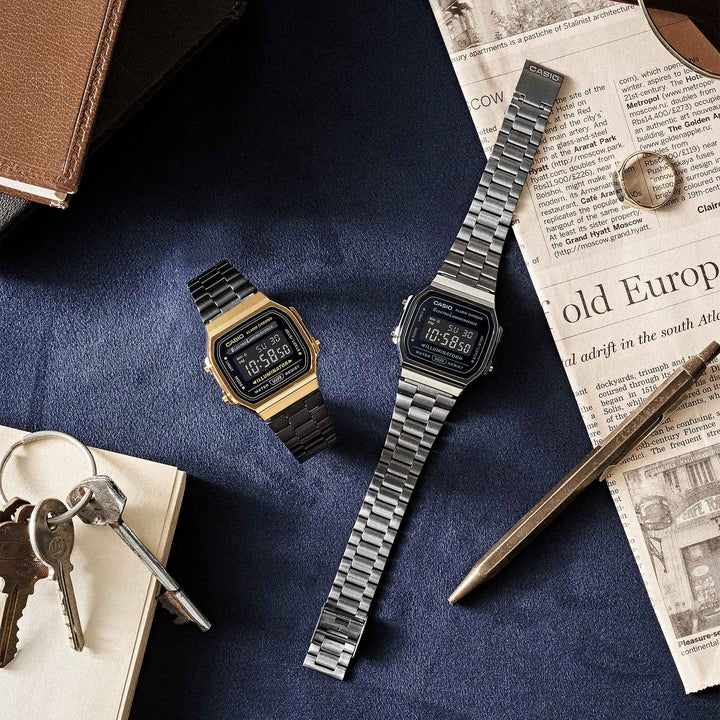 Orologio Uomo Casio Acciaio Nero Oro Digitale A168WEGB-1BEF