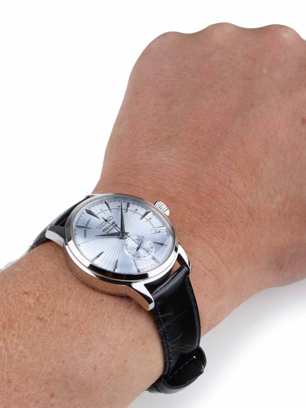 Orologio Uomo Seiko Presage Automatico Power Reserve Data Pelle Acciaio SSA343J1