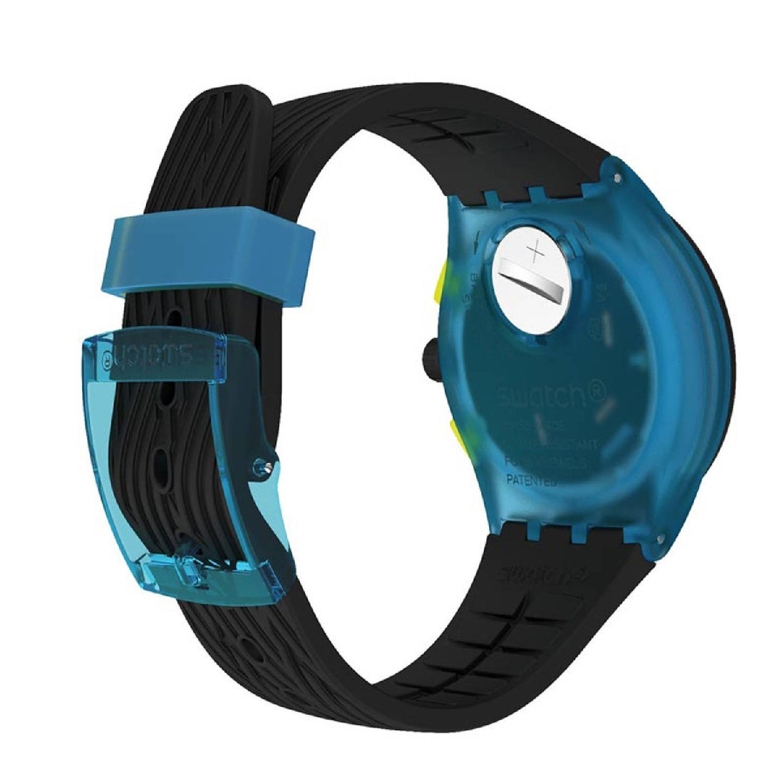 Orologio Uomo Silicone Gomma Swatch Essential Cronografo Data Nero Blu SUSS402