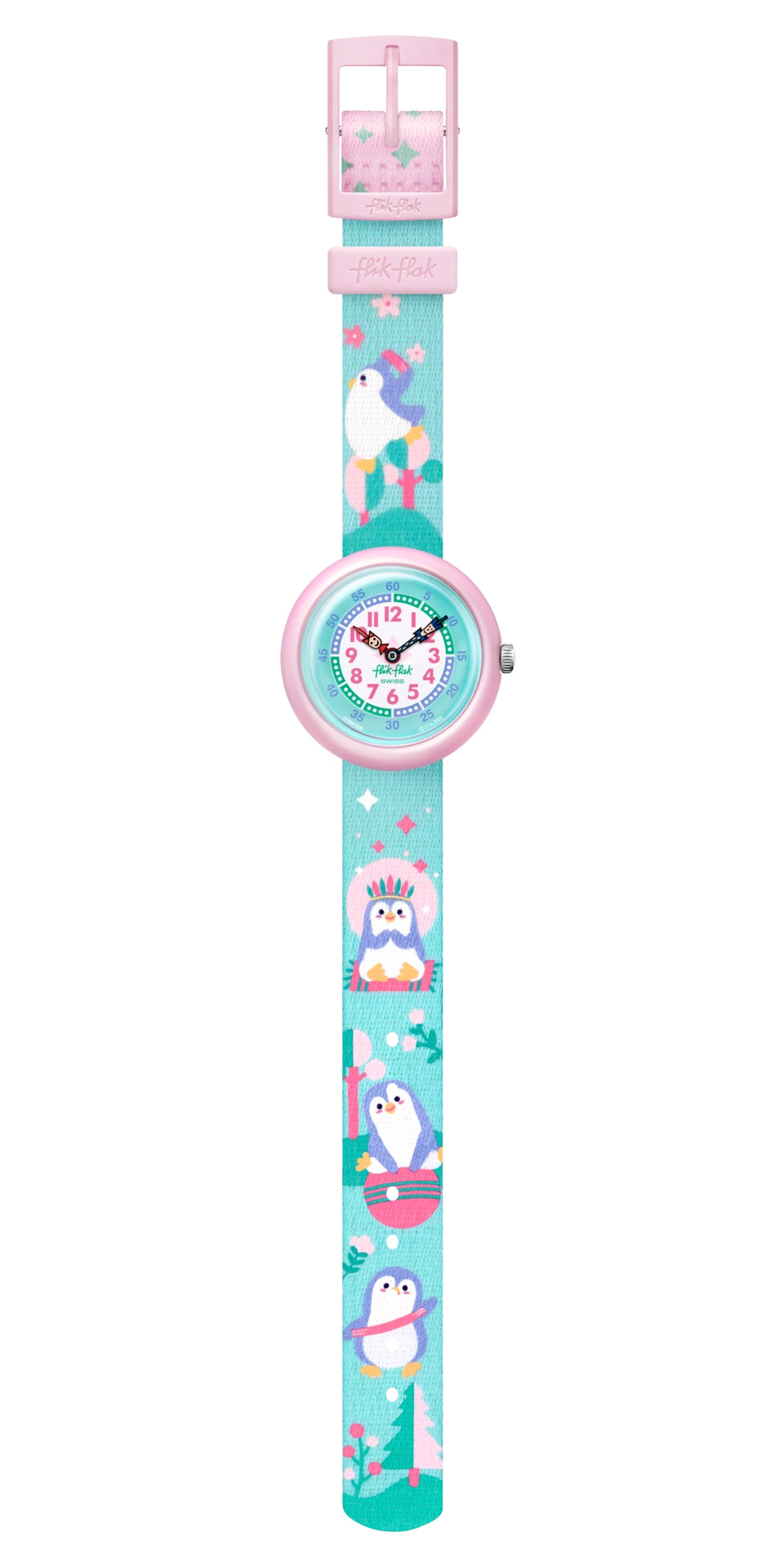 Orologio Bambina Swatch Flik Flak Brave Pinguins Quarzo Solo Tempo Rosa ZFBNP206
