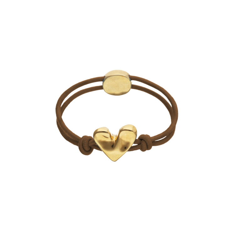 Bracciale Donna Uno De 50 Filo Elastico Marrone Cuore Placcato Oro 18 Kt PUL2641MARORO0M