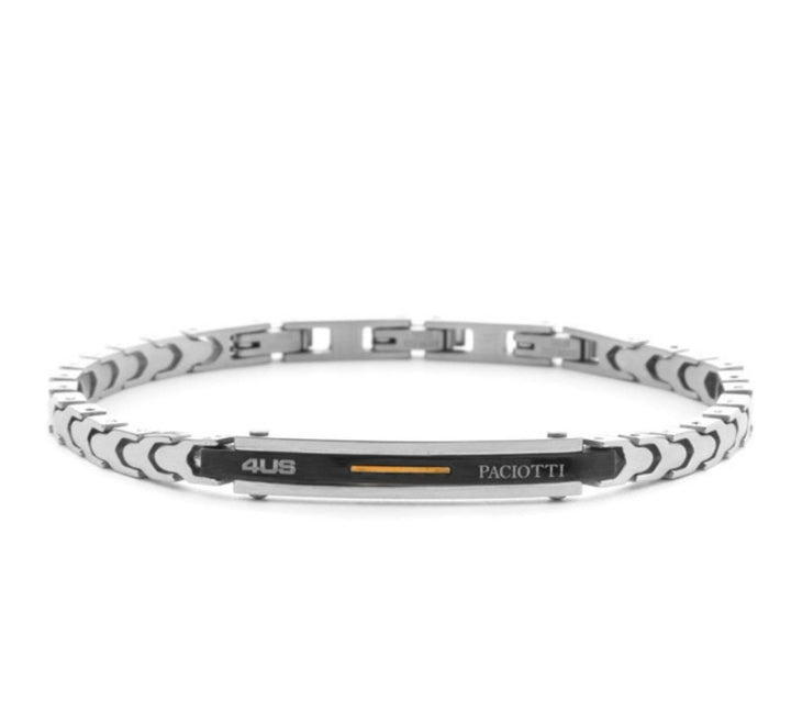 Bracciale Uomo 4US Cesare Paciotti Acciaio e pvd  nero Dettaglio Oro 18kt  4UBR8294