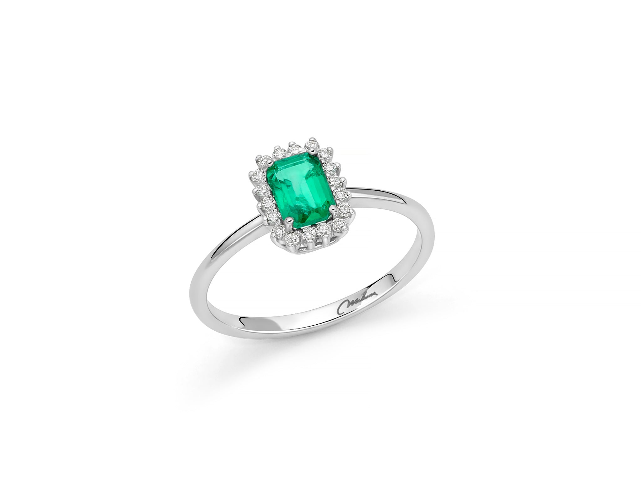 Anello Donna Miluna Oro Bianco 18 KT Diamanti Smeraldo Verde LID3675