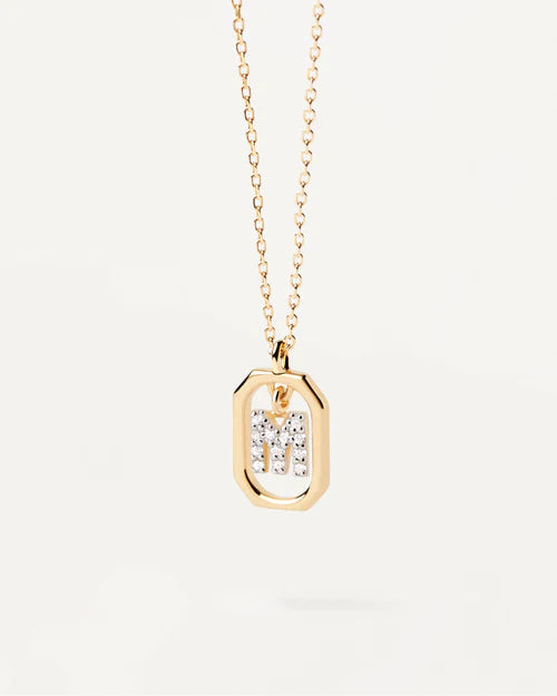 Collana Donna PDPaola Argento 925 Dorato Mini Iniziale M Zirconi CO01-524-U