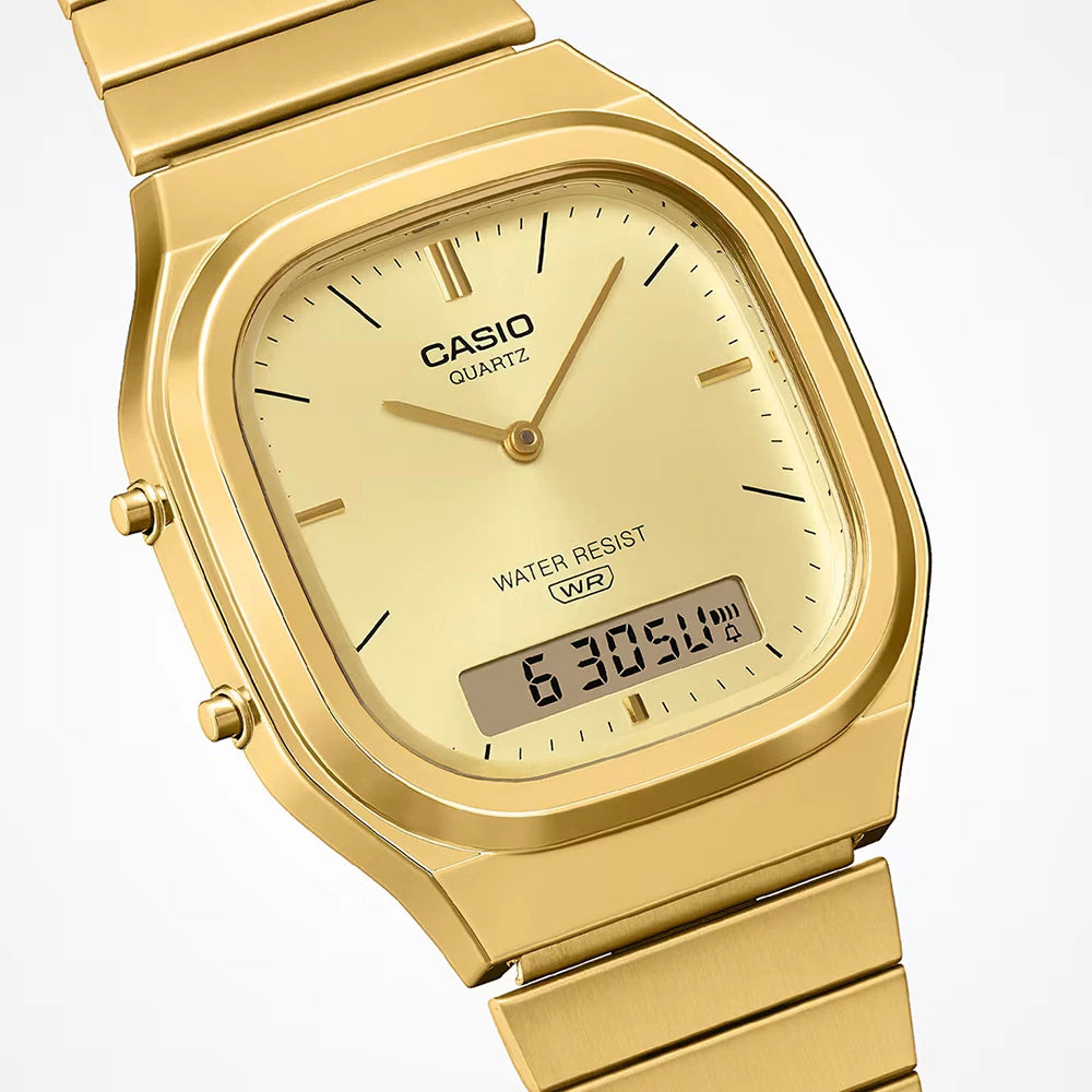 Orologio Unisex Casio Vintage Acciaio Quarzo Ana-Digi AQ-240EG-9AEF