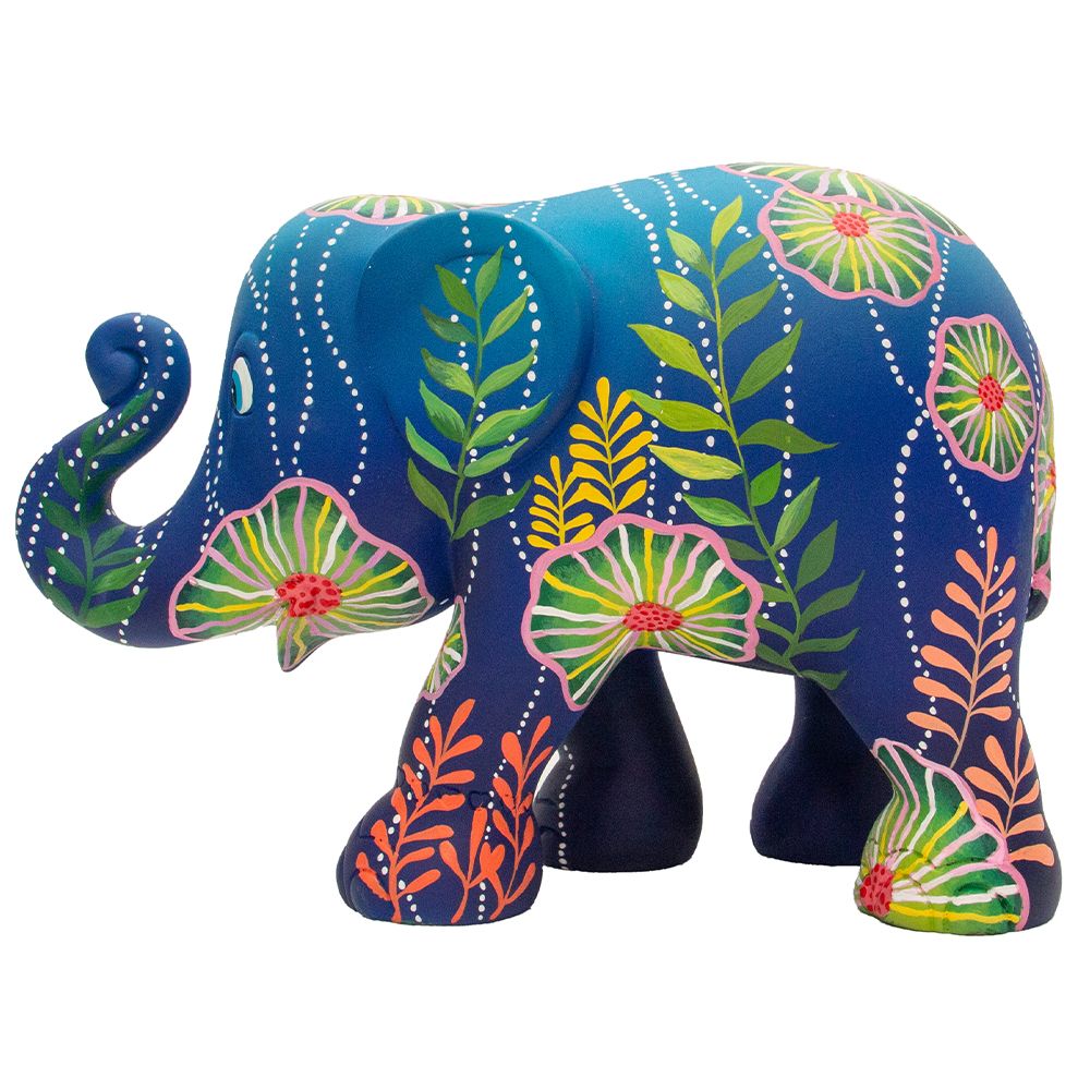 Scultura Elefante Onlylux Water Flowers 15 cm Resina Dipinto A Mano 8858831261471