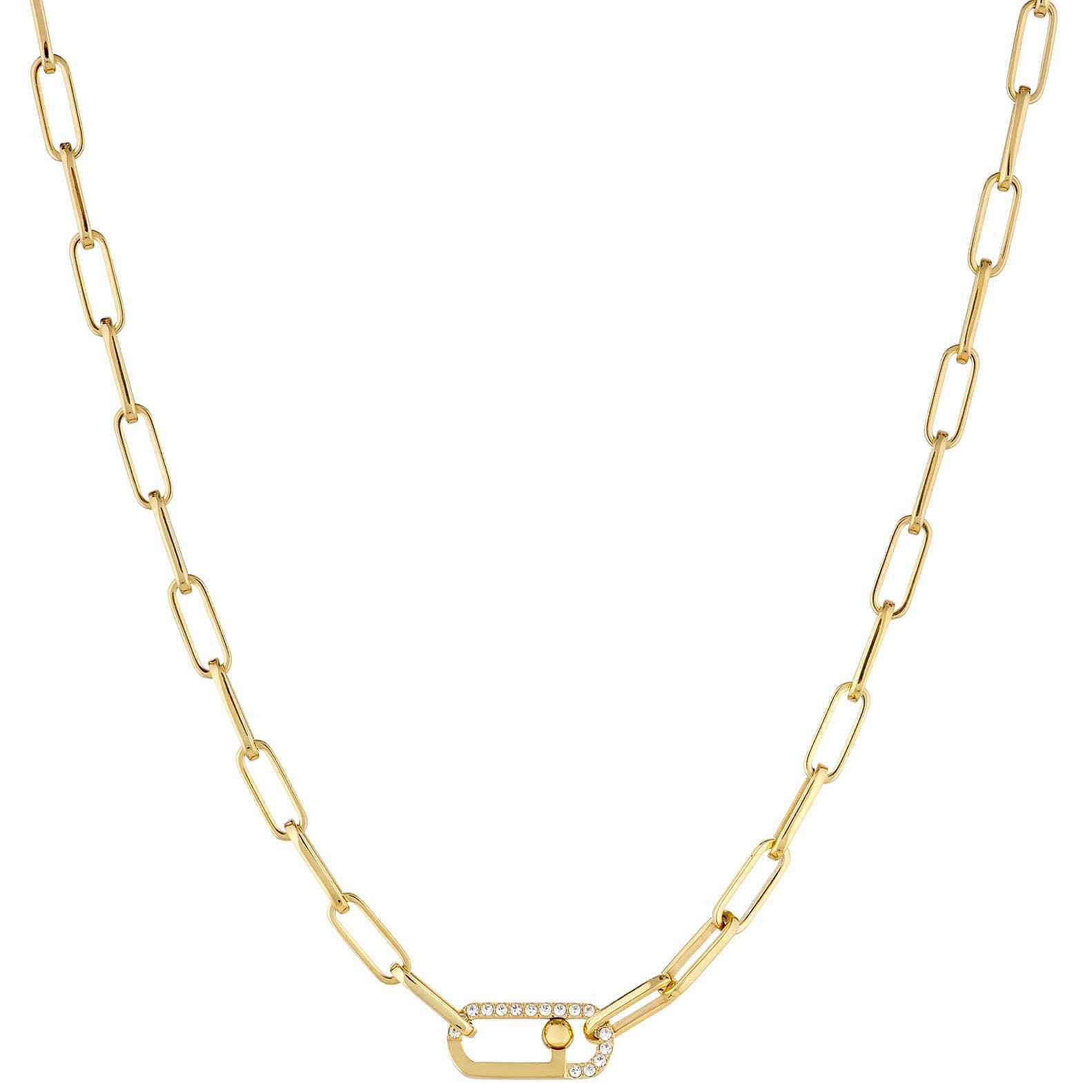 Collana Donna Liu Jo Acciaio Dorato Catena Maglia Squadrata Zirconi LJ1798