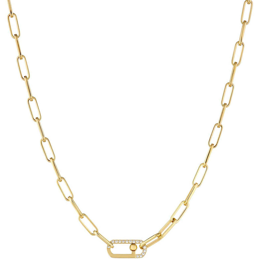 Collana Donna Liu Jo Acciaio Dorato Catena Maglia Squadrata Zirconi LJ1798