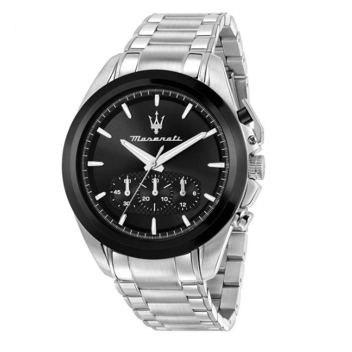 Orologio Uomo Maserati Traguardo Acciaio Satinato Quarzo Nero Crono R8873612066