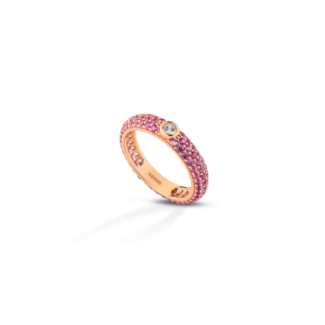 Anello Donna Kulto 925 Argento Rosè Pavè Zirconi Fucsia KR925-032-14