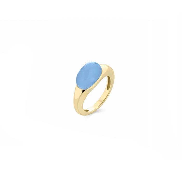 Anello Donna Sogni Argento Dorato Quarzo Ovale Chacedony Blu AN122GBL/12