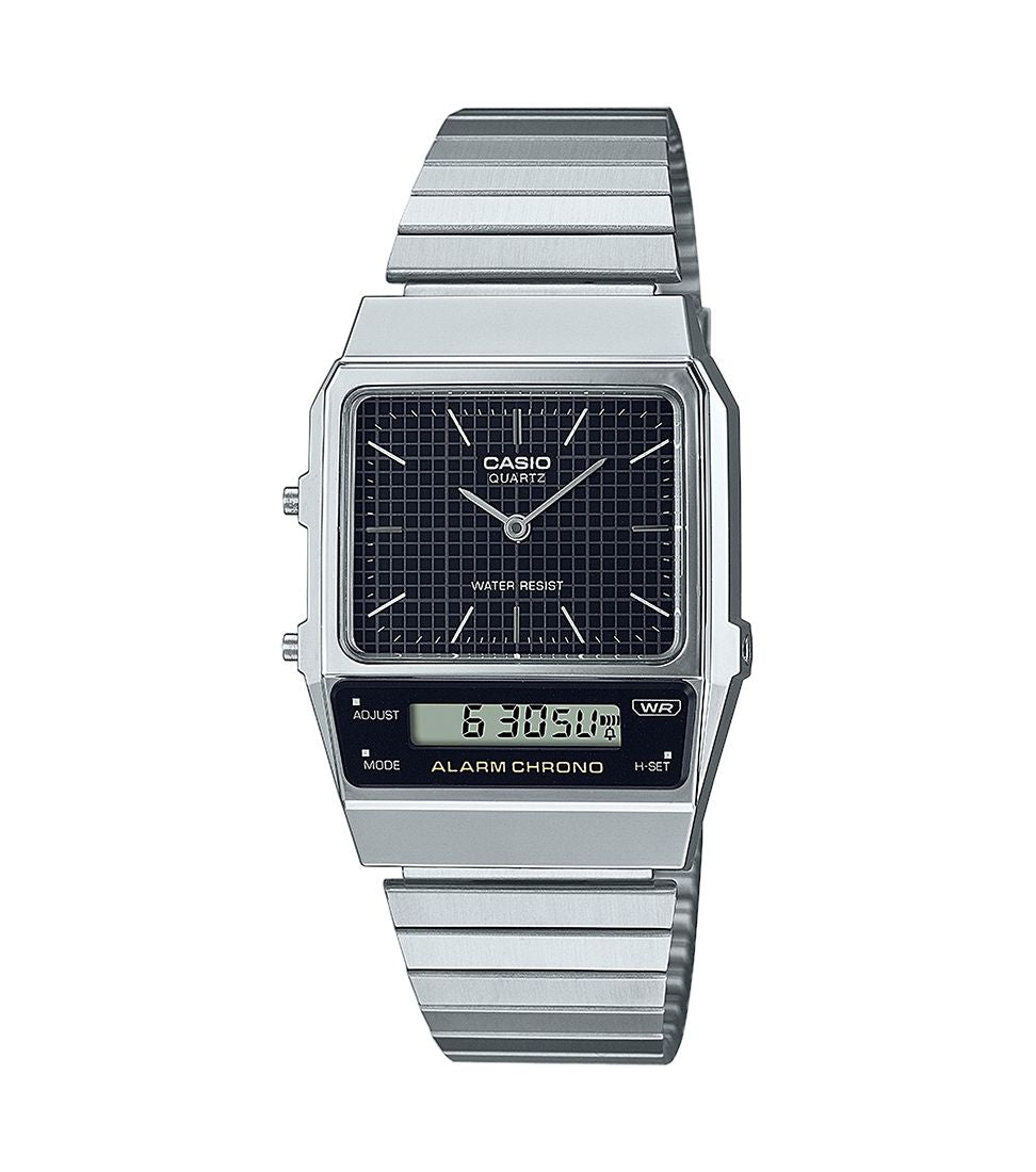 Orologio Unisex Casio Vintage Acciaio Quarzo Analogico Digitale Nero AQ-800E-1AEF