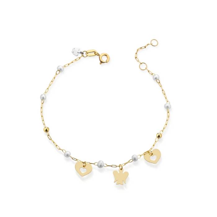 Bracciale Donna Roberto Giannotti Oro 9 kt Perle Angelo Cuore NKT406