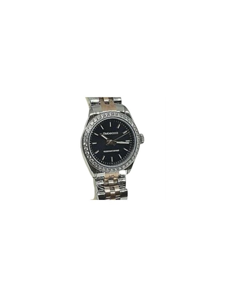 Orologio Donna Rebecca Acciaio Quadrante Nero Cristalli Swarovsky ALCORN01