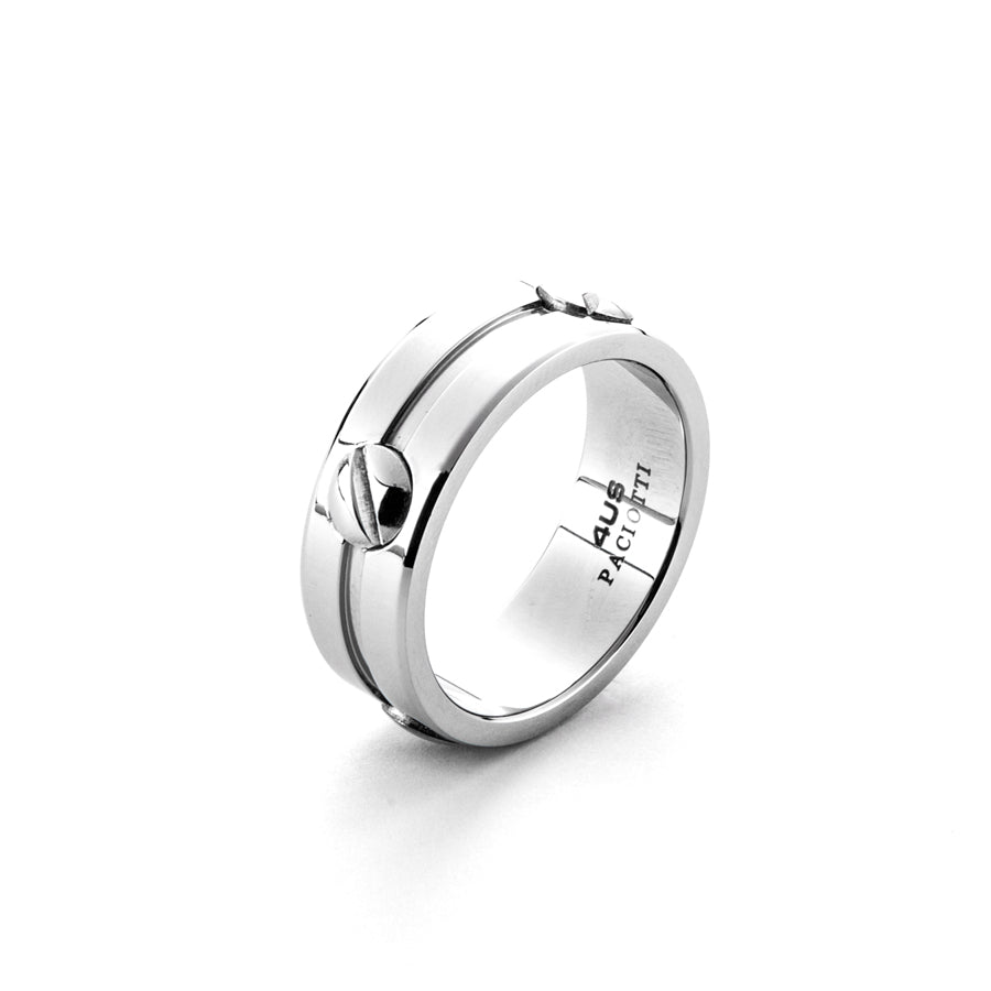 Anello Uomo 4US Cesare Paciotti Acciaio Fascia Liscia Viti Lucide 4UAN6250/20