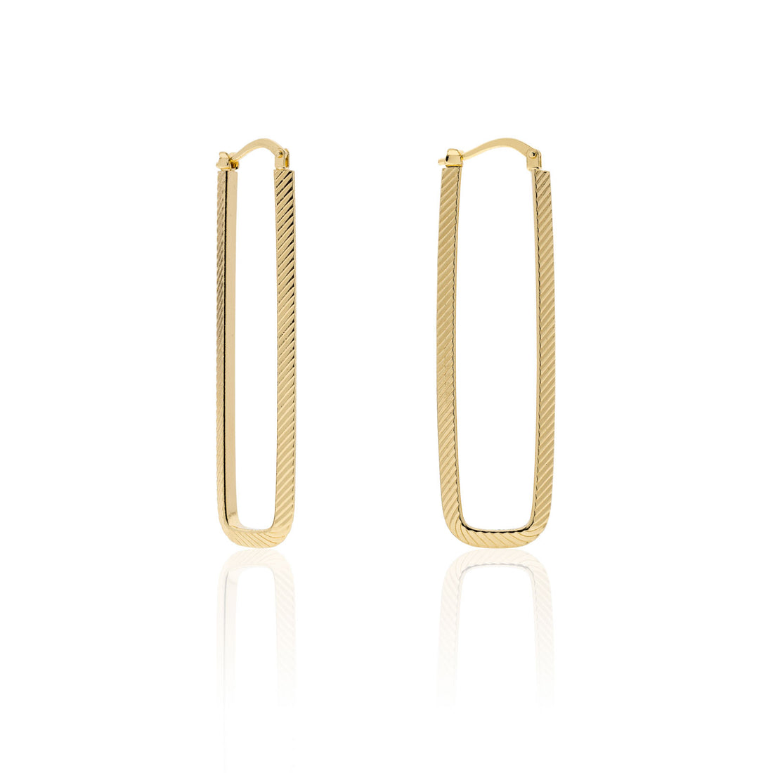 Orecchini Donna Unoaerre Bronzo Dorato Lunghi Grandi Sfaccettato Zigrinato 549487