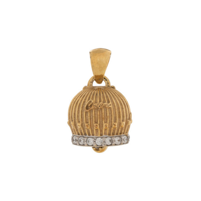 Ciondolo La Campanella di Capri Argento Dorato Zirconi Porta Fortuna CN4D2-ORO