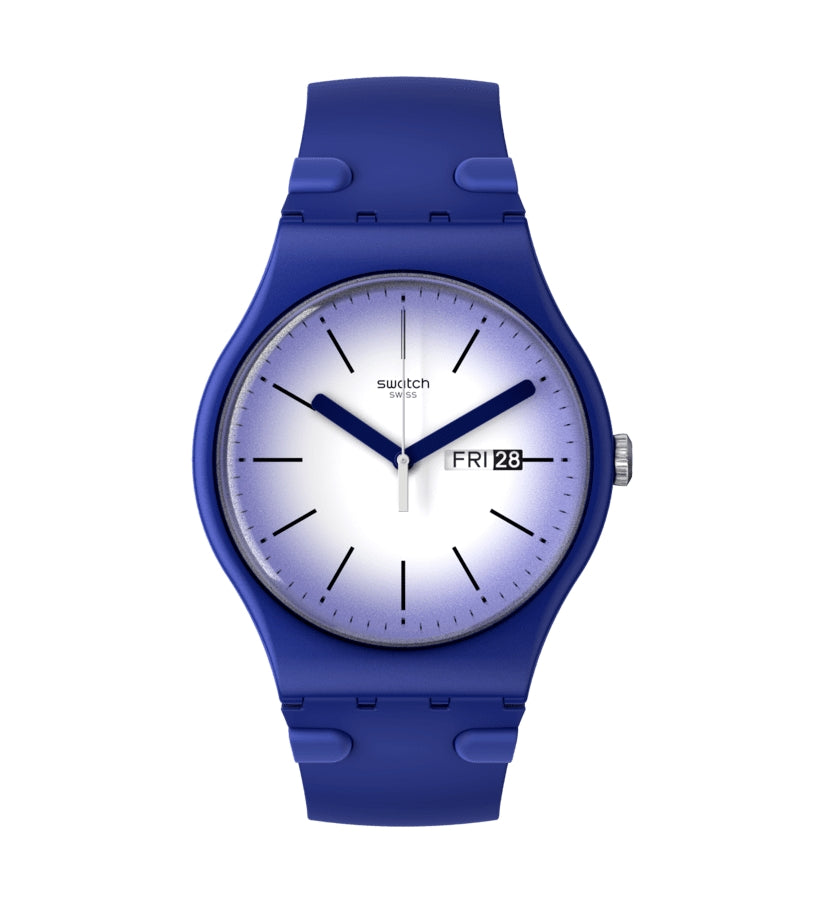 Orologio Donna Swatch Quarzo Solo Tempo Doppia Data Viola Bianco SUON716