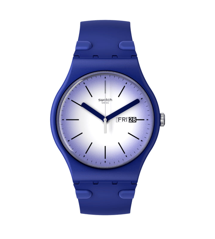 Orologio Donna Swatch Quarzo Solo Tempo Doppia Data Viola Bianco SUON716