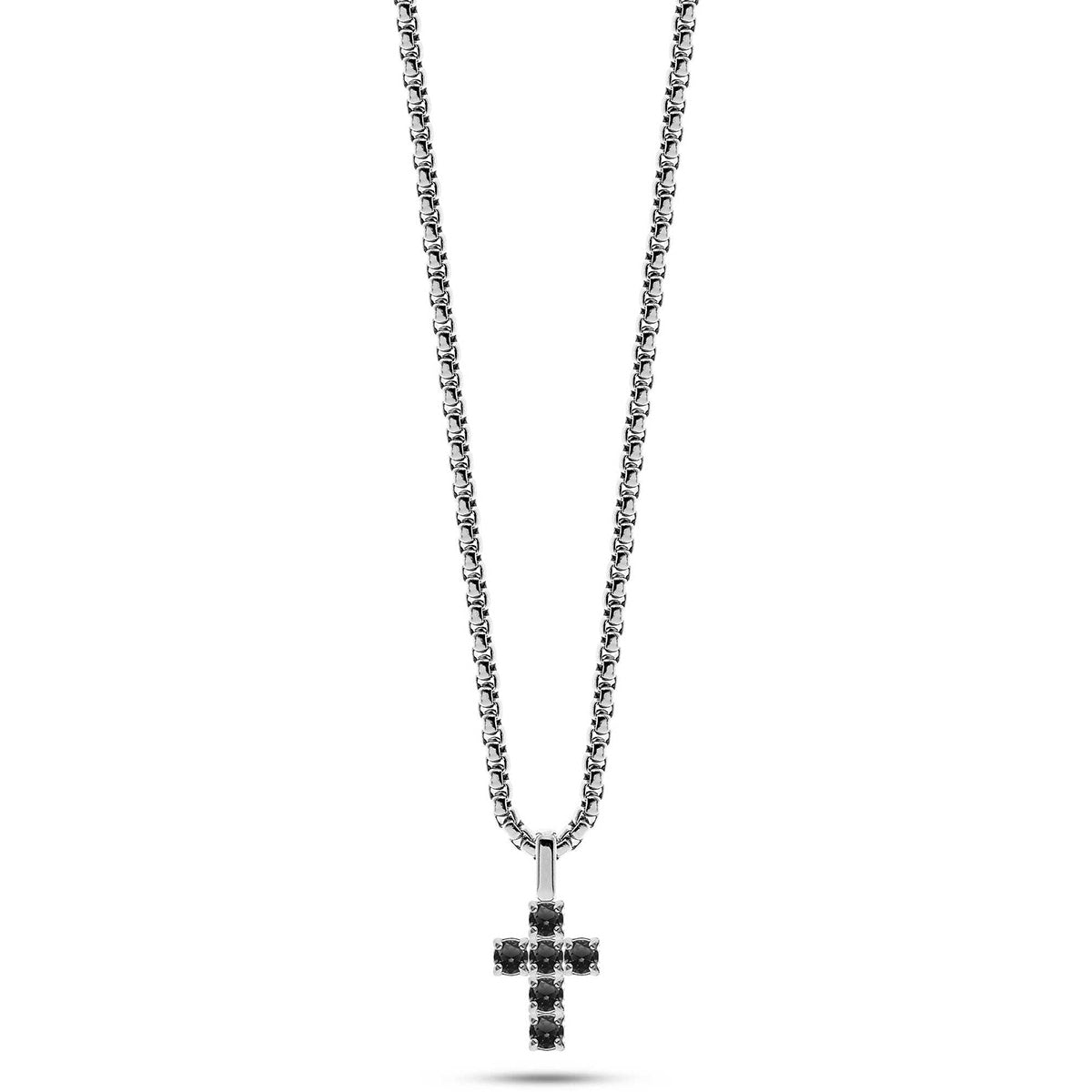 Collana Uomo Liu Jo Acciaio Croce Zirconi Neri  MLJ516