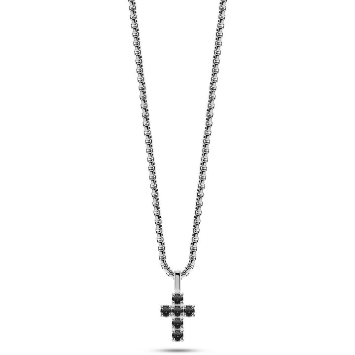Collana Uomo Liu Jo Acciaio Croce Zirconi Neri  MLJ516