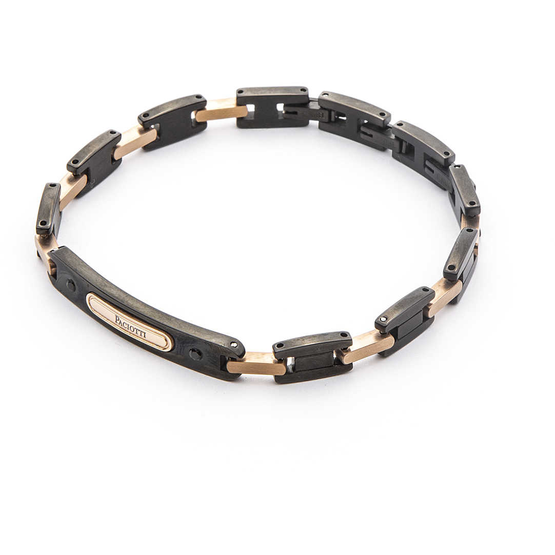 Bracciale Uomo 4US Cesare Paciotti  acciaio e pvd rosa e nera 4UBR4539