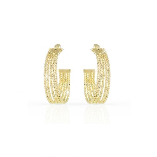 Orecchini Donna Unoaerre Bronzo Dorato Semicerchio Cinque Fili Sfaccettati 449048
