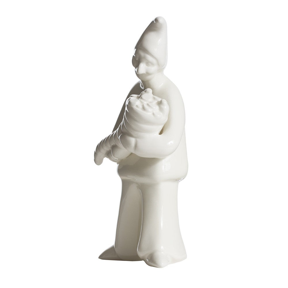 Scultura Pulcinella Novus Abbonzanza Ceramica Bianca Macrì TE074