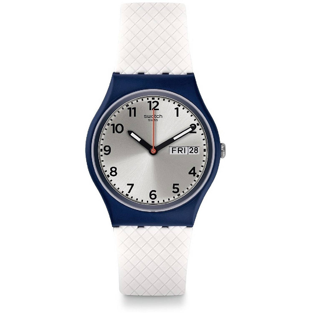 Orologio Donna Gomma Silicone Swatch Quarzo Solo Tempo Doppia Data Bianco GN720