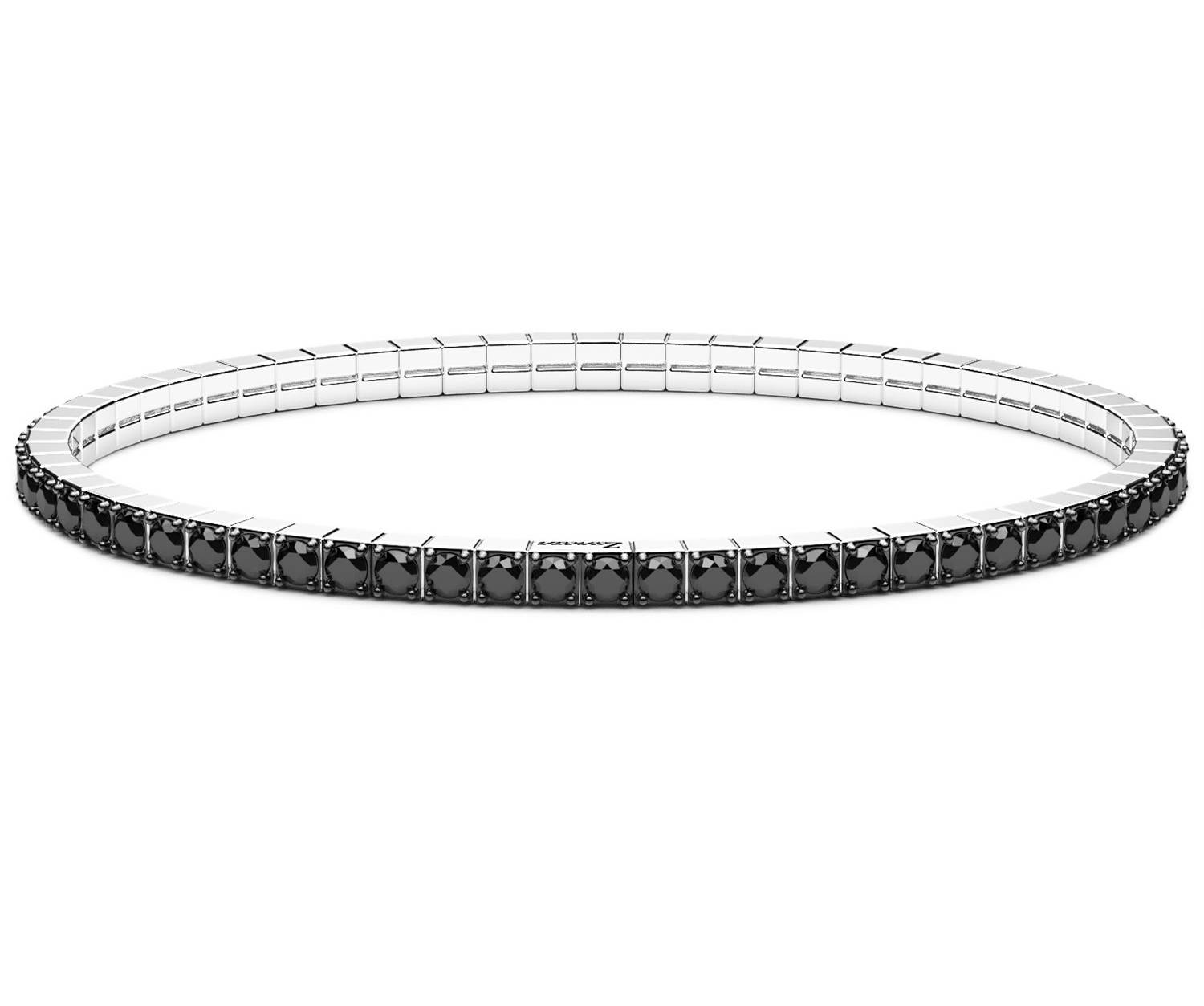 Bracciale Uomo Zancan Tennis Argento 925 Zirconi Neri  Elastico ESB330-192
