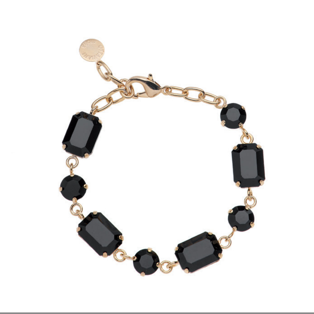 Bracciale Donna Ottaviani Bronzo Dorato Tennis Zirconi Neri 500948B