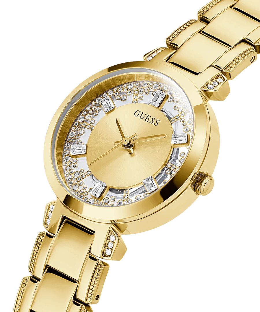 Orologio Donna Guess Quarzo Solo Tempo Zirconi Acciaio Dorato GW0470L2