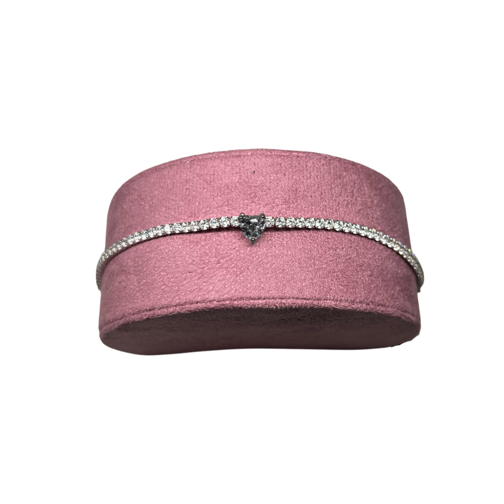 Bracciale Donna Re Mida Tennis Argento 925 Zirconi Cuore Bianco Br Djv 24