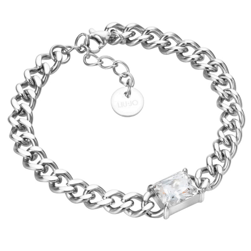 Bracciale Donna Liu Jo Acciaio Catena Groumette Lucida Zircone Bianco LJ2124