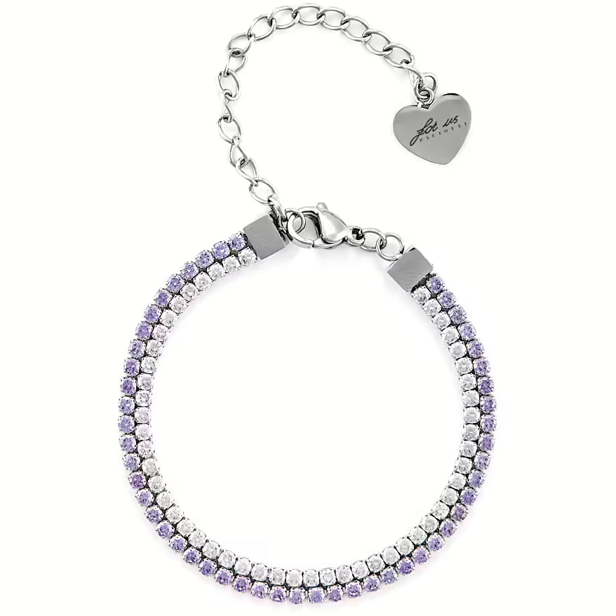 Bracciale Tennis Donna 4US Cesare Paciotti Acciaio Zirconi Violetti Bianchi 4UBR6329W