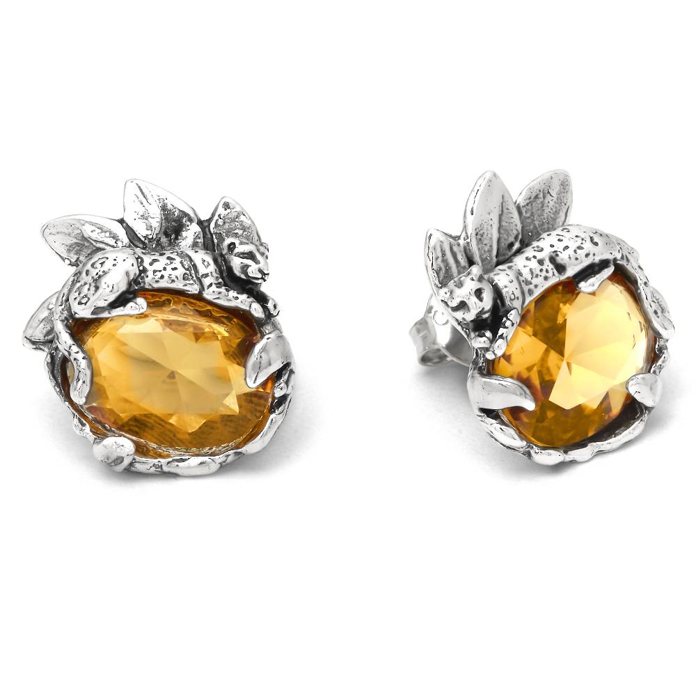 Orecchini Donna Giovanni Raspini Argento 925 Eden Leopardo Ambra 12079